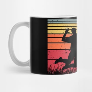 Travel back in time with beach volleyball - Retro Sunsets shirt featuring a player! Mug